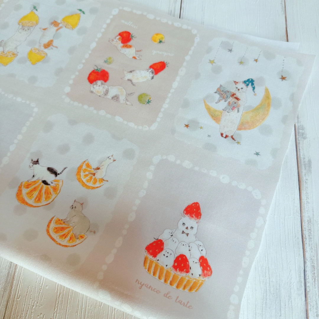 可愛い猫イラストのパネル生地】カットクロス(はぎれ)/ 全8絵柄 可愛い猫イラストのパネル生地】カットクロス(はぎれ)/ 全8絵柄