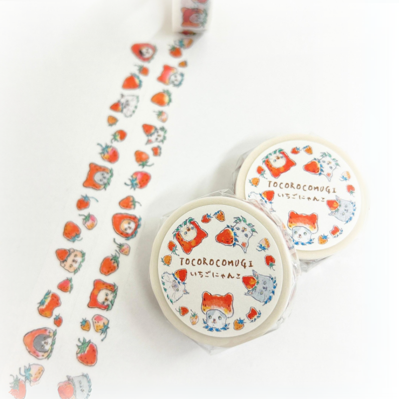 [Back in stock] Tokoro Komugi Strawberry Kitty Masking Tape