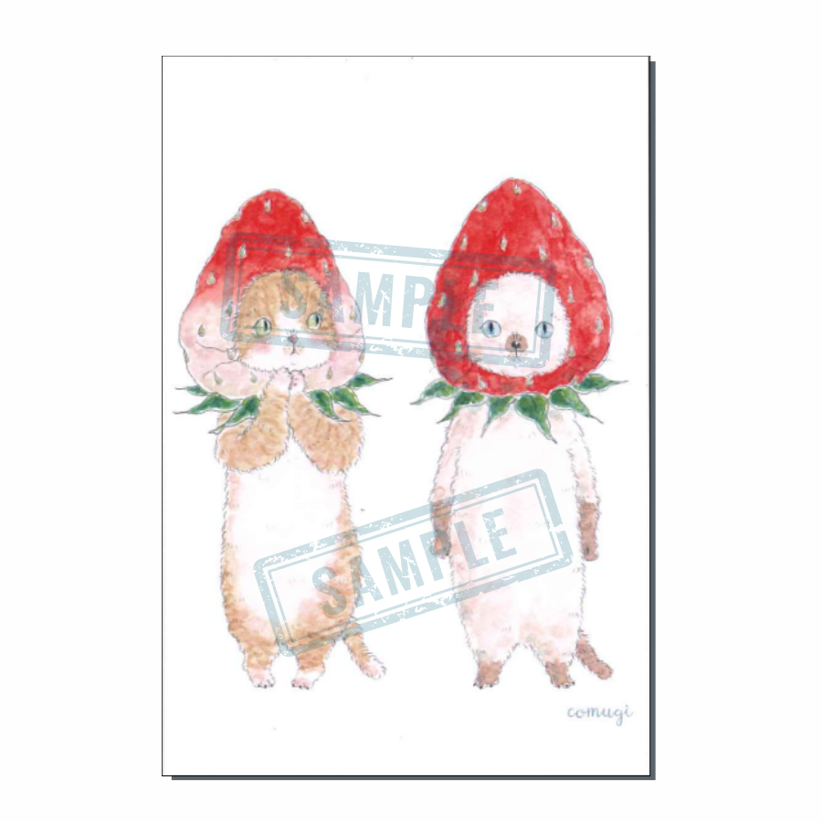 First Love Strawberry Kitty 🍓/ Tokoro Komugi Postcard