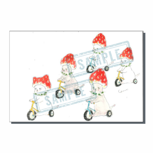 Strawberry tricycle kitty 🍓/ Tokoro Komugi postcard