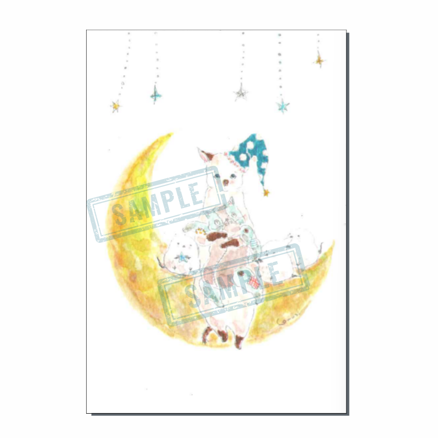 [NEW] Midnight Lullaby Kitty 🌙🎶 / Tokoro Komugi Postcard