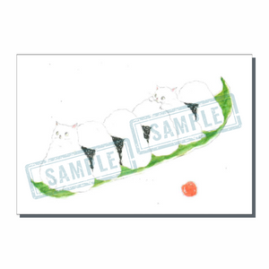 ポストカード】おにぎり屋さんにゃんこ｜かわいい・おしゃれな白猫